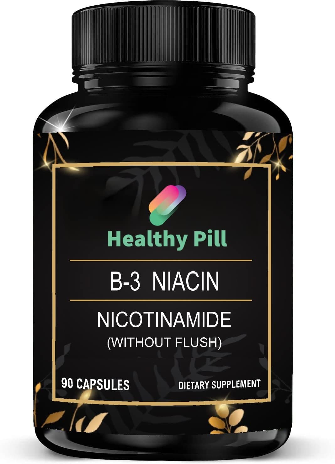 Healthy Pill Niacin, Vitamin B3 Supplement for Healthy Hair Skin and Nails, Energy Support, Non-GMO, Vegetarian (90 Capsules)