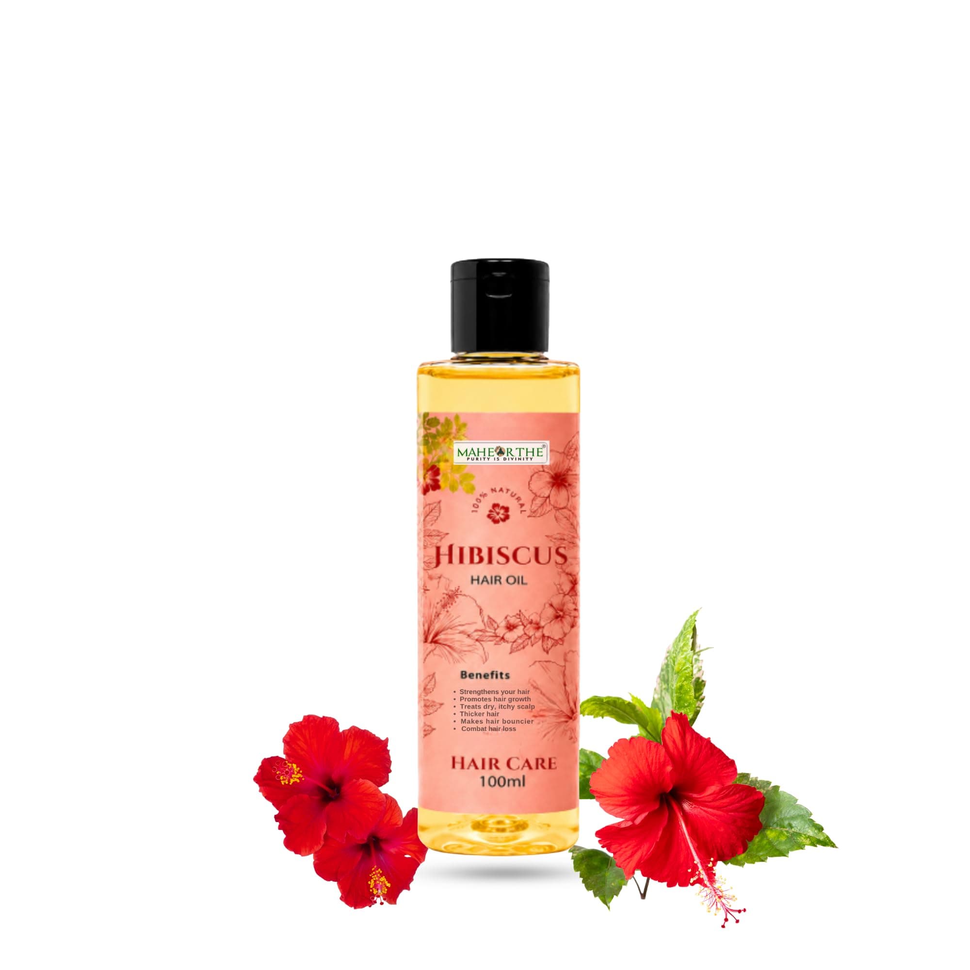 MaheOrthe Hibiscus Hair Growth Oil | Anti Hair Fall & Scalp Nourishing | Coconut Oil with Hibiscus Extract | Paraben Free | For Thick, Strong Hair – 100ml|Unisex