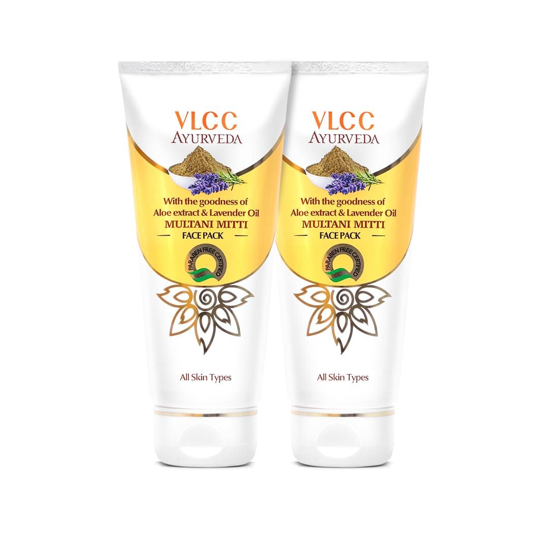 VLCC Ayurveda Multani Mitti Face Pack - 100g X 2 (Pack of 2) - Calming Skin Brightening Mud Mask | Clay Mask for Hydration and Dark Spots | With Aloe Vera and Lavender Oil Multani Mitti Mask.