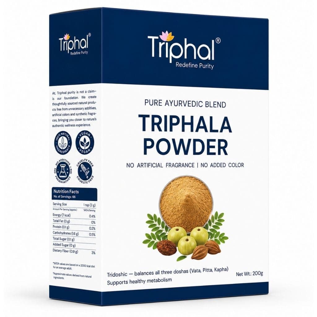 TRIPHAL Triphala Powder 200g | Contains Haritaki, Bibhitaki and Amalaki in 1:2:3 | Relieves Constipation | Improves Bowel Movement | For Digestion, Gut Health, Gas & Acidity Relief