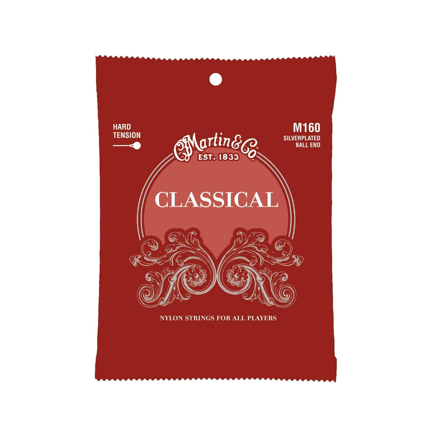 Martin M160 Ball Silverplated End Classical Guitar Strings, High Tension