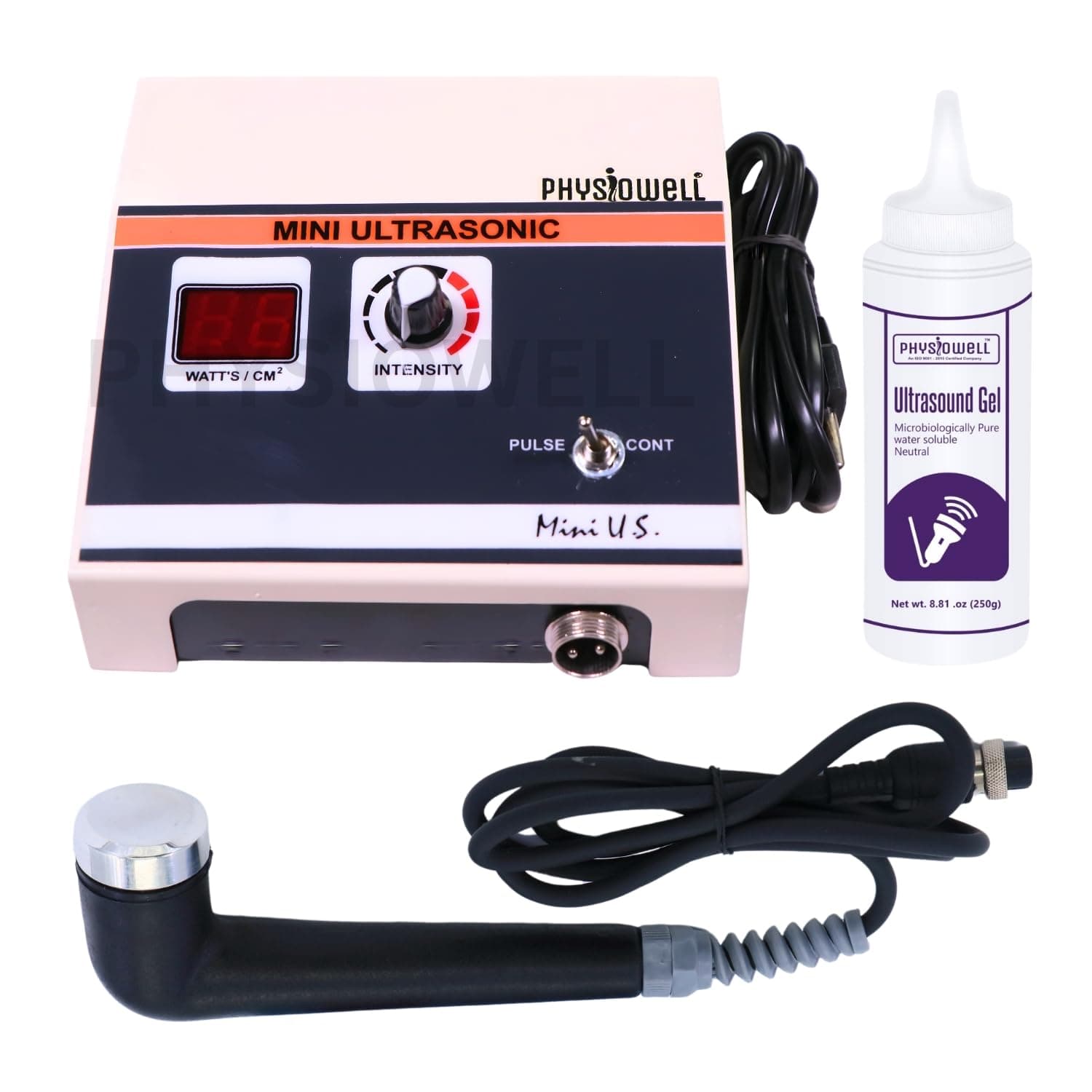 Physiowell Professional Mini Ultrasound Therapy Machine (US) | Portable Physiotherapy Ultrasonic Device for Deep Tissue Pain Relief | Includes Ultrasound Probe & Gel