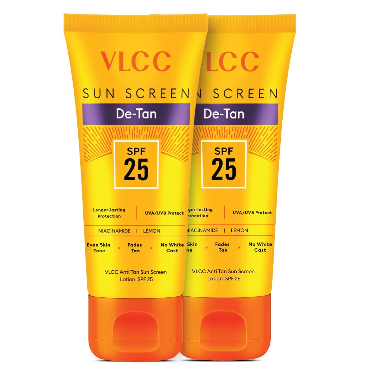 VLCC De - Tan Sun Screen Lotion - SPF 25-150ml X 2 | Buy One Get One (300ml) | Helps in Protection Against Sun Damage | With Niacinamide & Kojic Acid.