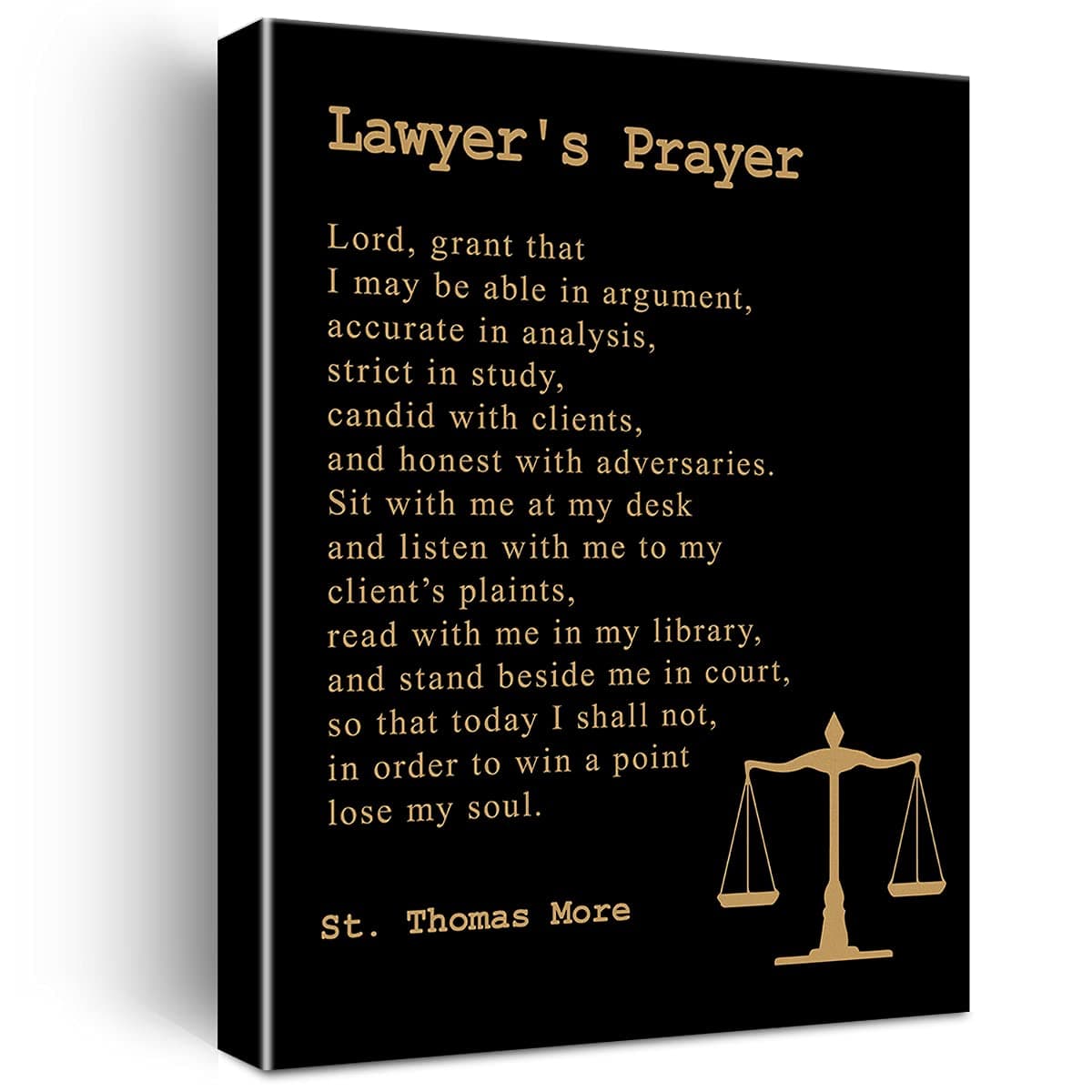 JerLoe Inspirational Canvas Wall Art Motivational Lawyer's Prayer Quote Canvas Print Positive Painting Office Home Wall Decor Framed Lawyers Gift 12x15 Inch