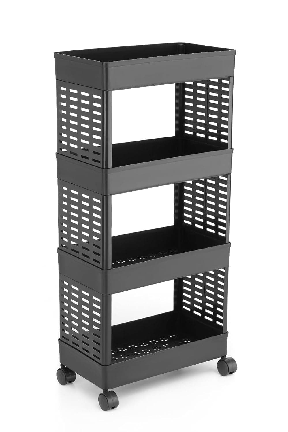 MEELANA Plastic Multipurpose 4-Tier Floor Mount Corner Shelf Kitchen Organizer Rack/Storage Shelf/Dish Rack/Storage Rack for Kitchen
