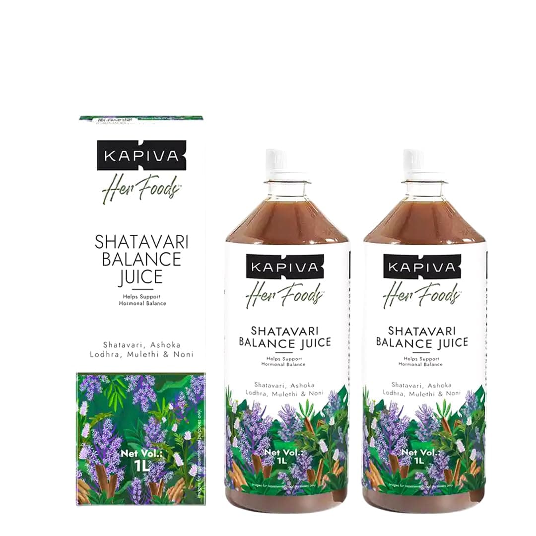 Kapiva Her Foods Shatavari Balance – 1L (Pack of 2) | Supports Hormonal Balance & Healthy Cycles | 100% Ayurvedic, Natural & Non-Hormonal Women’s Wellness Drink | Her Care Juice