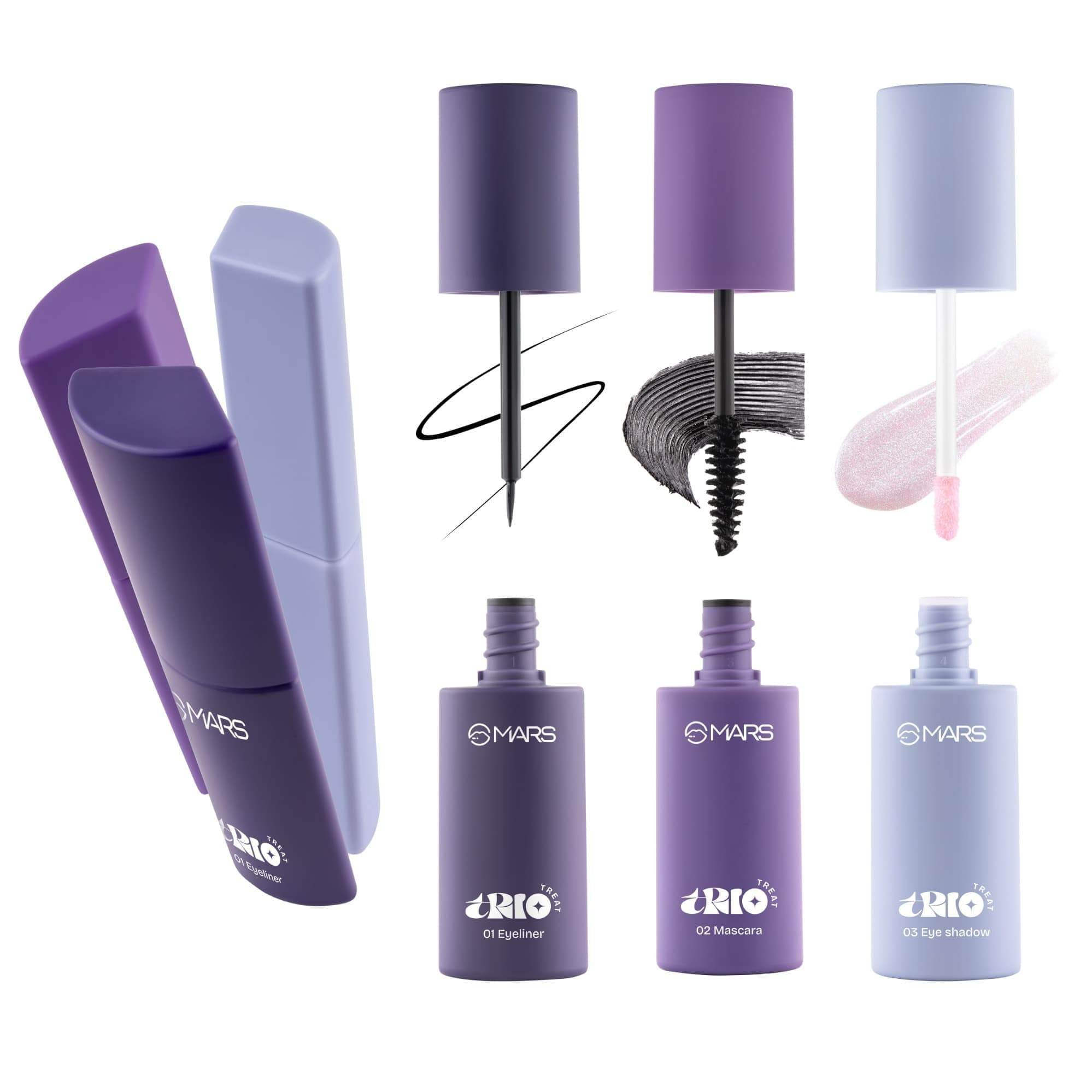 MARS TRIO Treat 3-IN-1 Eye Makeup Kit with Eyeliner, Mascara & Eyeshadow (24.50gm) | Travel Friendly Design | Long-Lasting | Versatile | Effortless Application