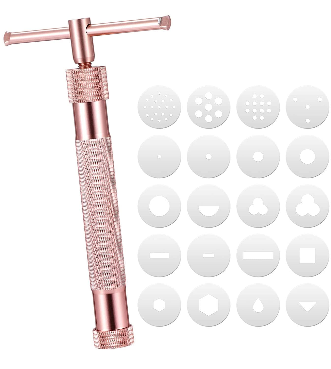 Myceke Clay Extruder - Polymer Clay Extruder Stainless Steel Clay Extruder Machine Gun Alloy Rotating Mold Sugar Polymer Clay Extruder Craft Gun Cake Fondant Engraving Tool