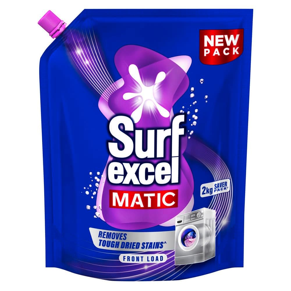 Surf Excel Matic Front Load Liquid Detergent 2kg Refill|| Specially designed to remove Tough Dried Stains, 1st time in Washing Machine