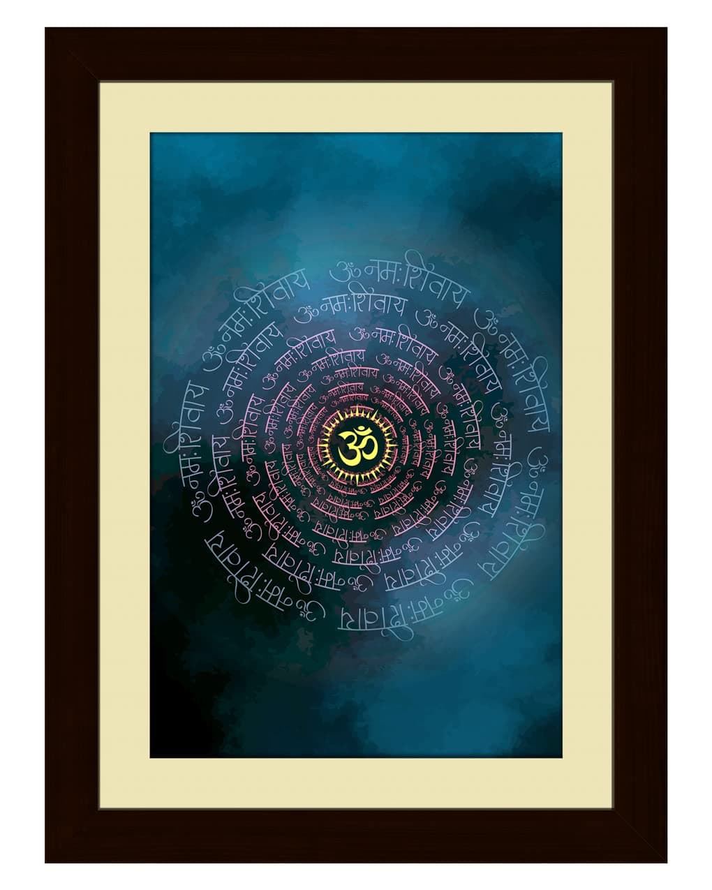 ArtX OM Namah Shivaya Framed Painting, Wall Art Painting, Synthetic Wood, Multicolour, Set of 1