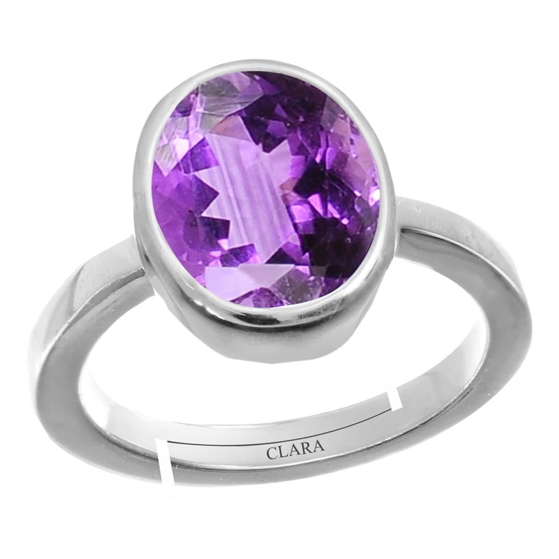 Clara Amethyst 4.8cts or 5.25ratti 92.5 Sterling Silver Adjustable Ring for Men