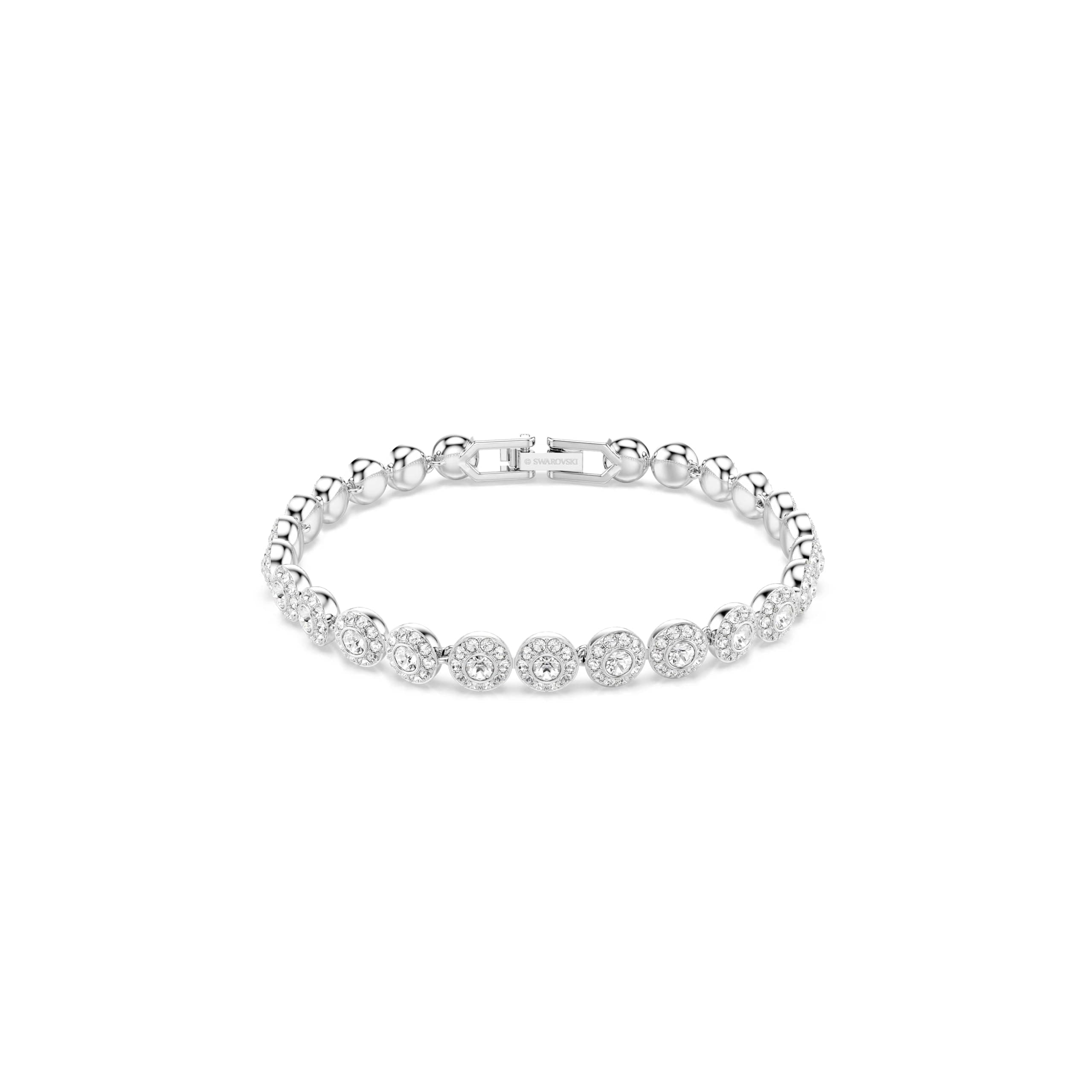 Swarovski Una Angelic bracelet, Round cut, Pavé, Small, White, Rhodium plated
