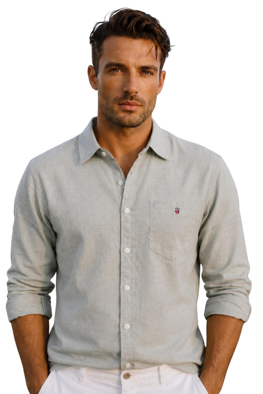 Louis Philippe Men's Cotton Slim Fit Textured Fabric Soft Handfeel Full Sleeve Casual Shirt