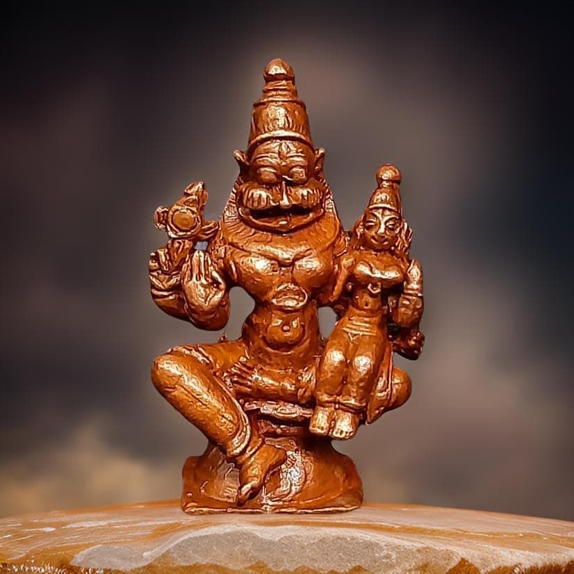 Searchers Paradise Copper Handmade Lakshmi Narasimhar 1.5 inches, 50 Grams, Pack of 1 Piece,Religious