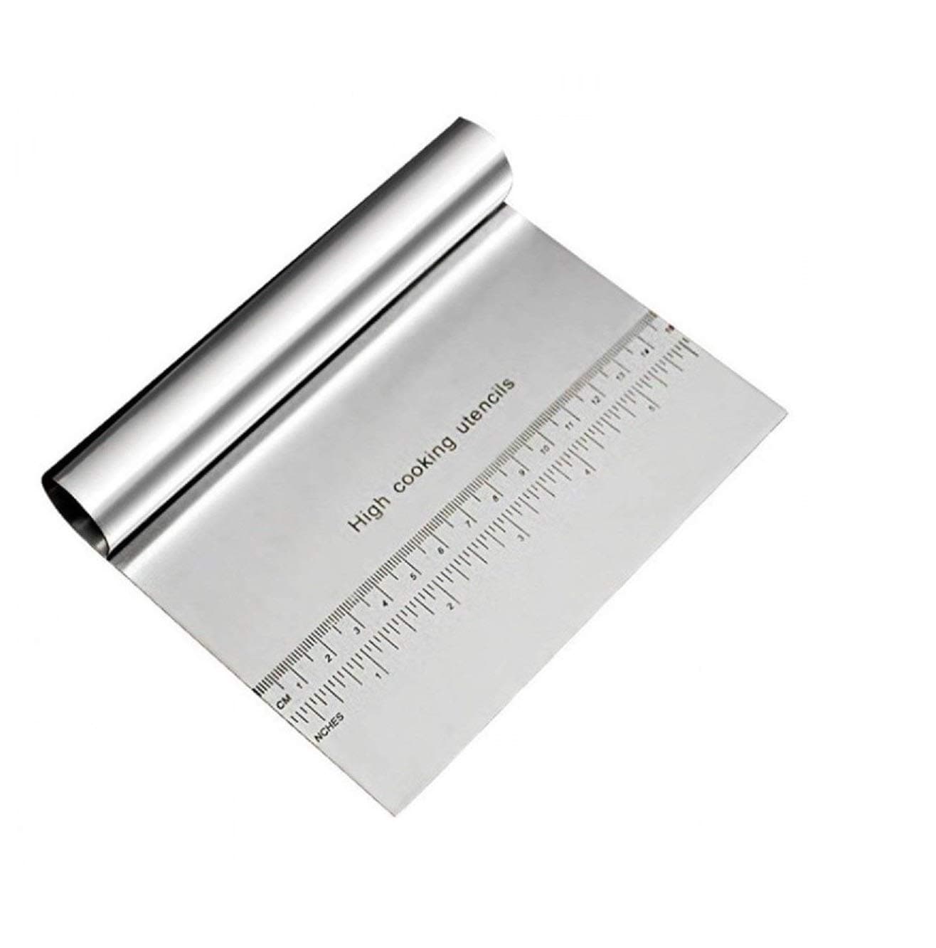 Zollyss Bench Scraper | Steel Kitchen Food Scraper, Icing Smoother Blade & Dough Cutter with Built-in Scale Knife | Cutting, Portioning, and Dough Tasks