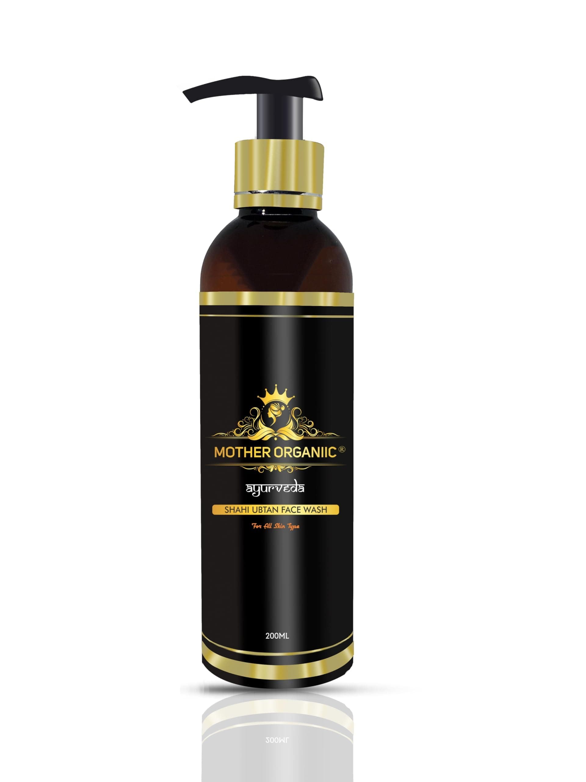 MOTHER ORGANIC Ubtan Natural Face Wash with Turmeric & Saffron, Tan Removal & Skin Brightening, 200ml, All Skin Types
