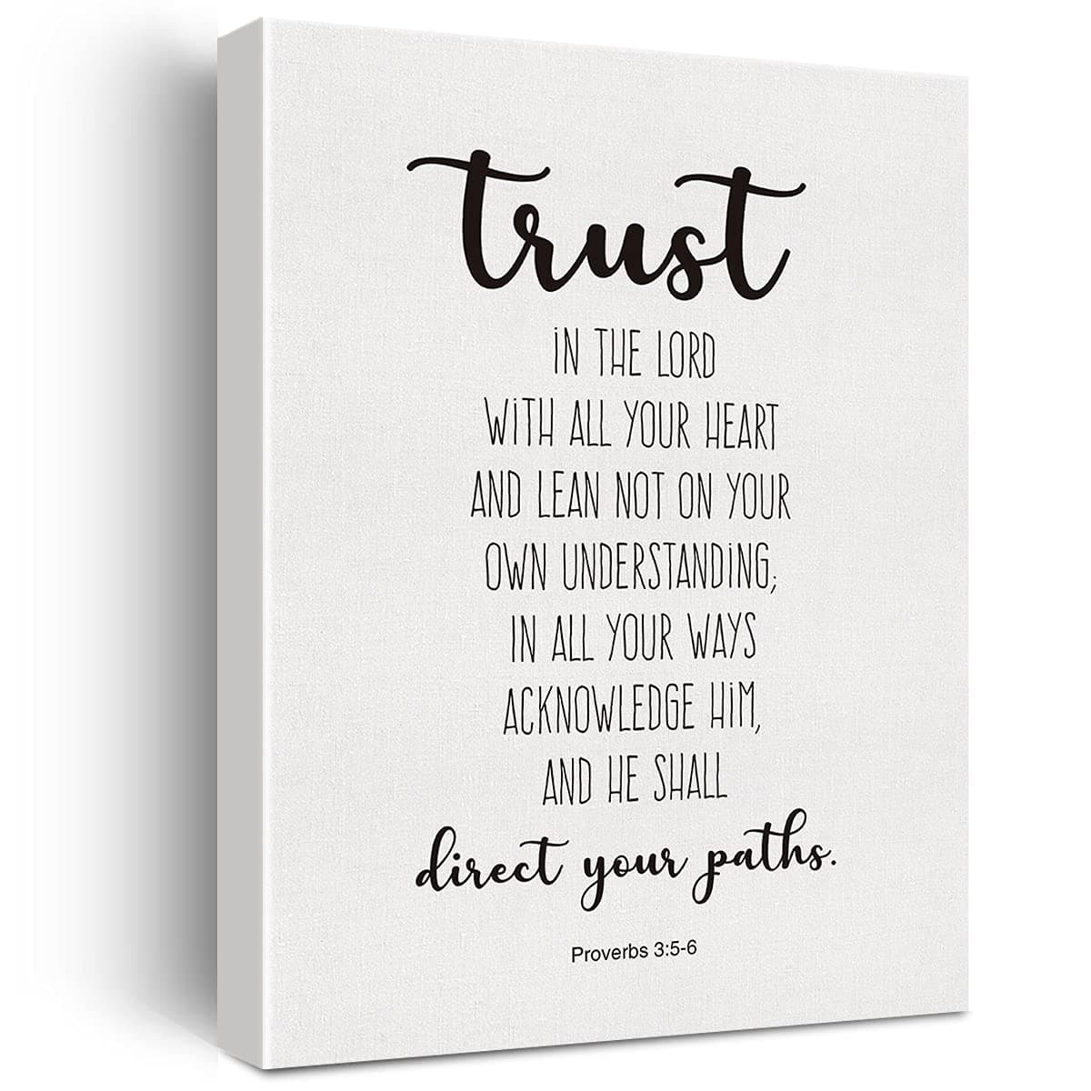 Bible Verse Wall Art Decor Proverbs 3:5-6 Framed (11.5x15 Inch)
