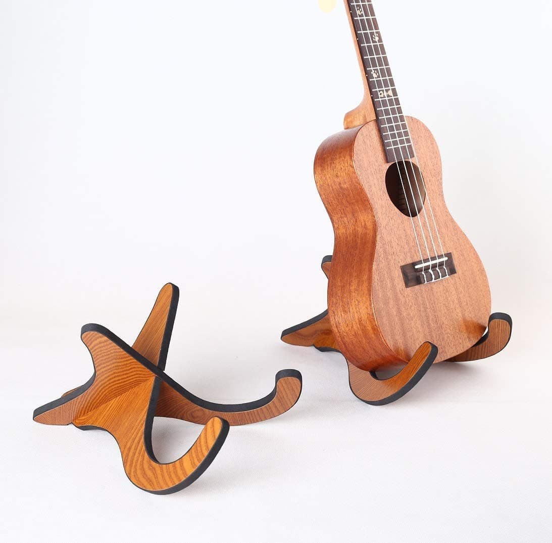 Kadence USTD Home Series Ukulele Wooden Floor Stand | For Soprano, Concert & Tenor Ukuleles | 3 – 5 kg Capacity | Interlocking Portable Design with Stable Base & Protective Lining | Natural
