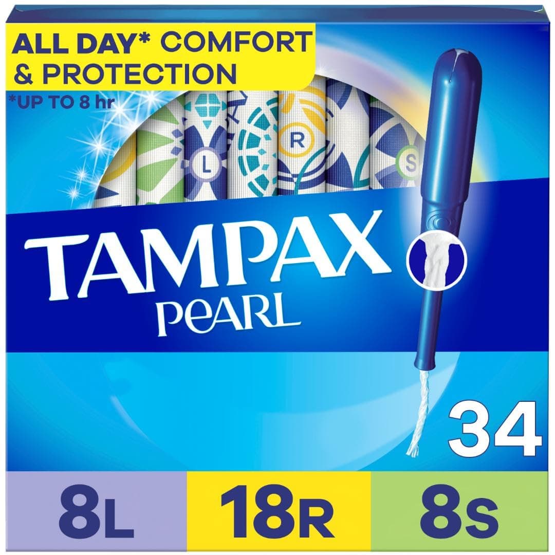 Tampax Pearl Triple Unscented Plastic Tampon Variety Pack, 34 Count