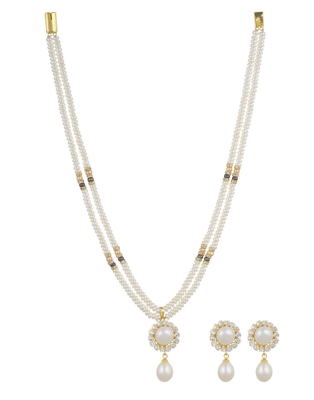 Pitti Jewels And Pearls Women Hyderabad Jewels Real Fresh Water White Pearls Double Sting Set
