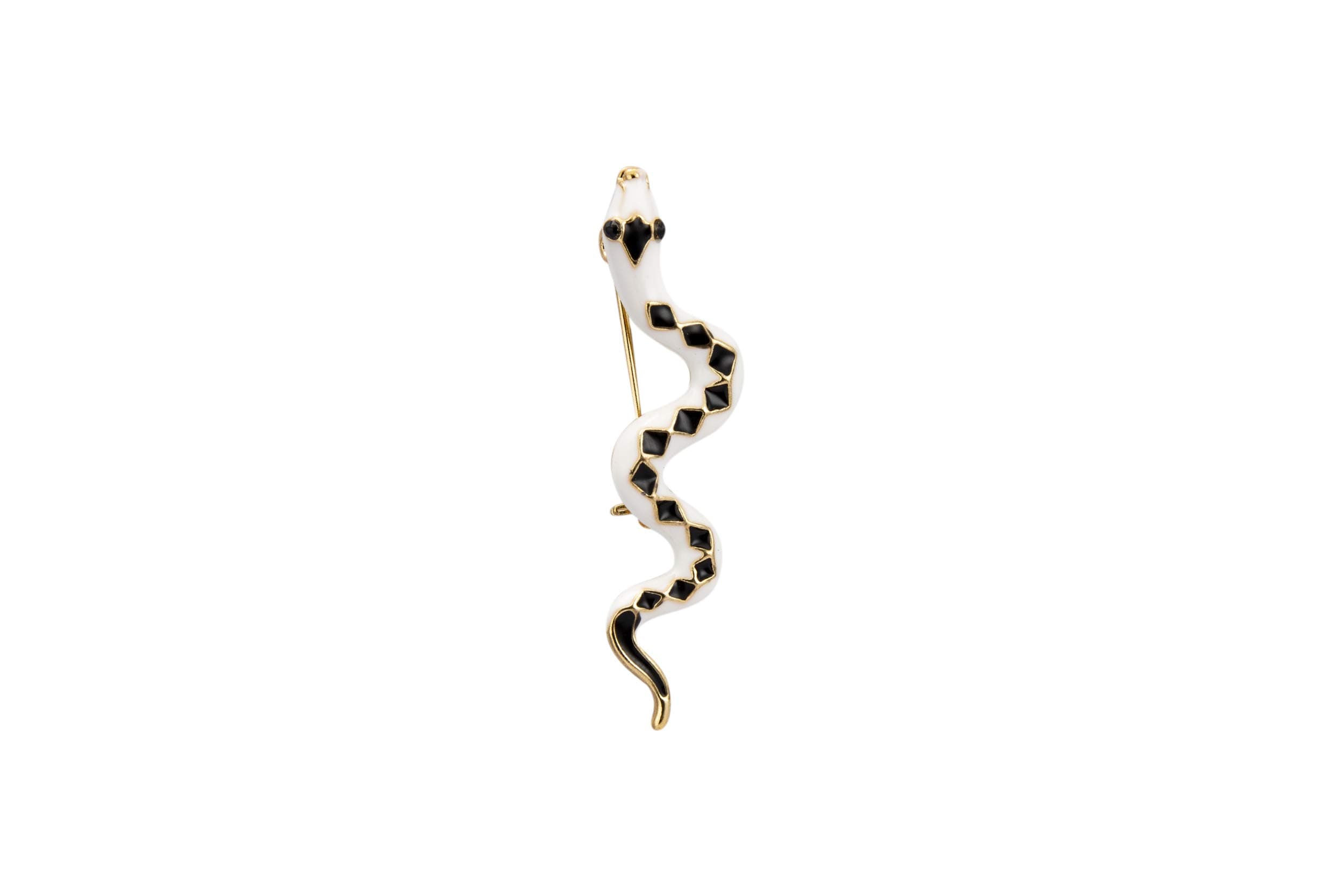 Knighthood Black and White Metal Snake Brooch for Men and Women