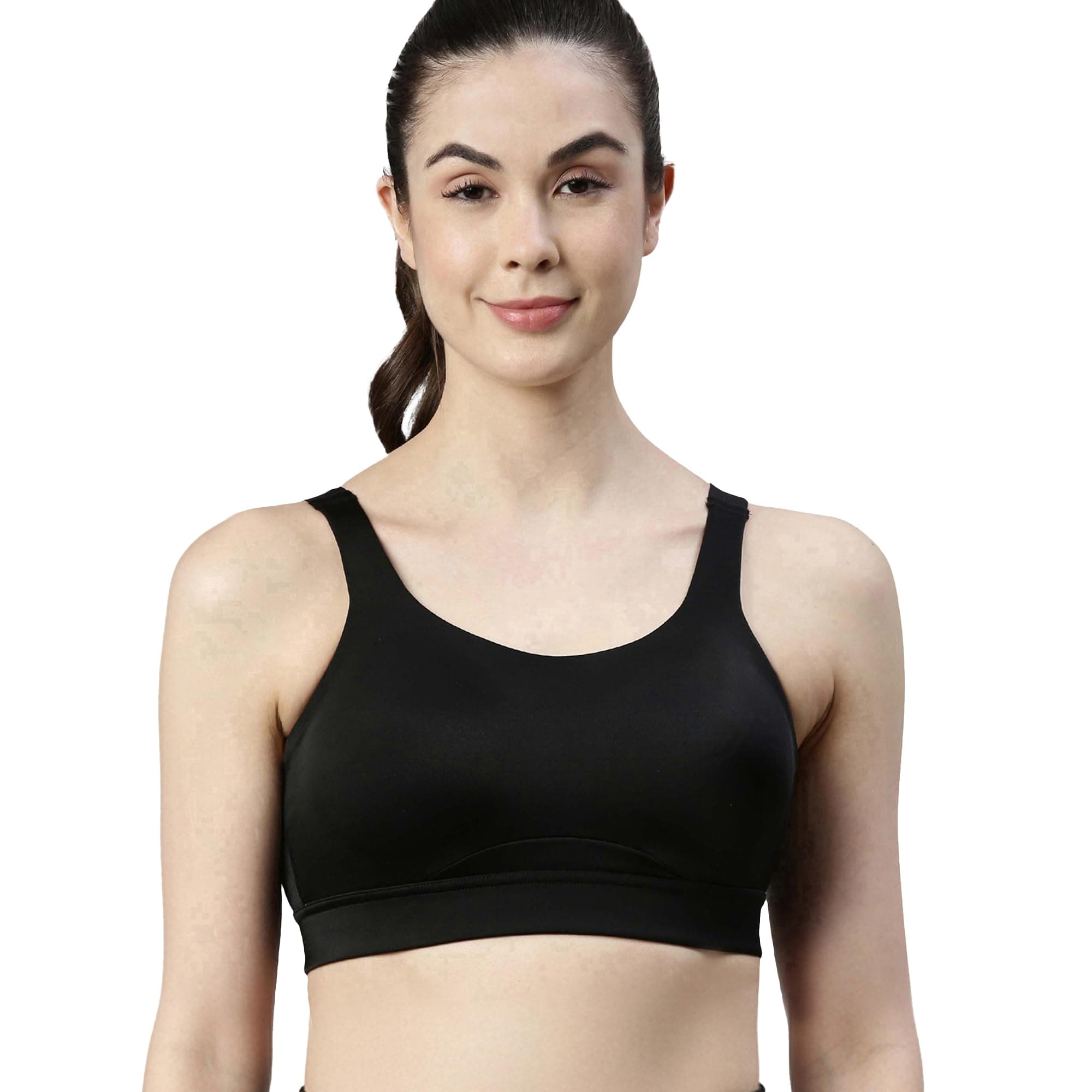 Enamor SB18 Convertible Back High Impact Bra - Padded • Wirefree • Full Coverage - Black