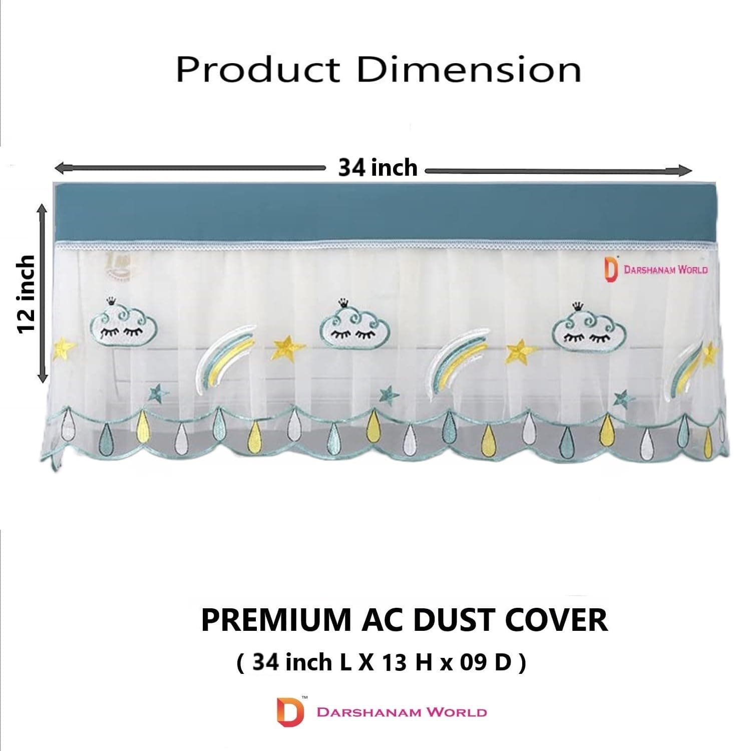 DARSHANAM WORLD Cute Cartoon Printed AC Cover For 1.5 Ton, Premium Work Indoor AC Dust Protection Cover, Folding Adjustable Designer Ac Split Cover