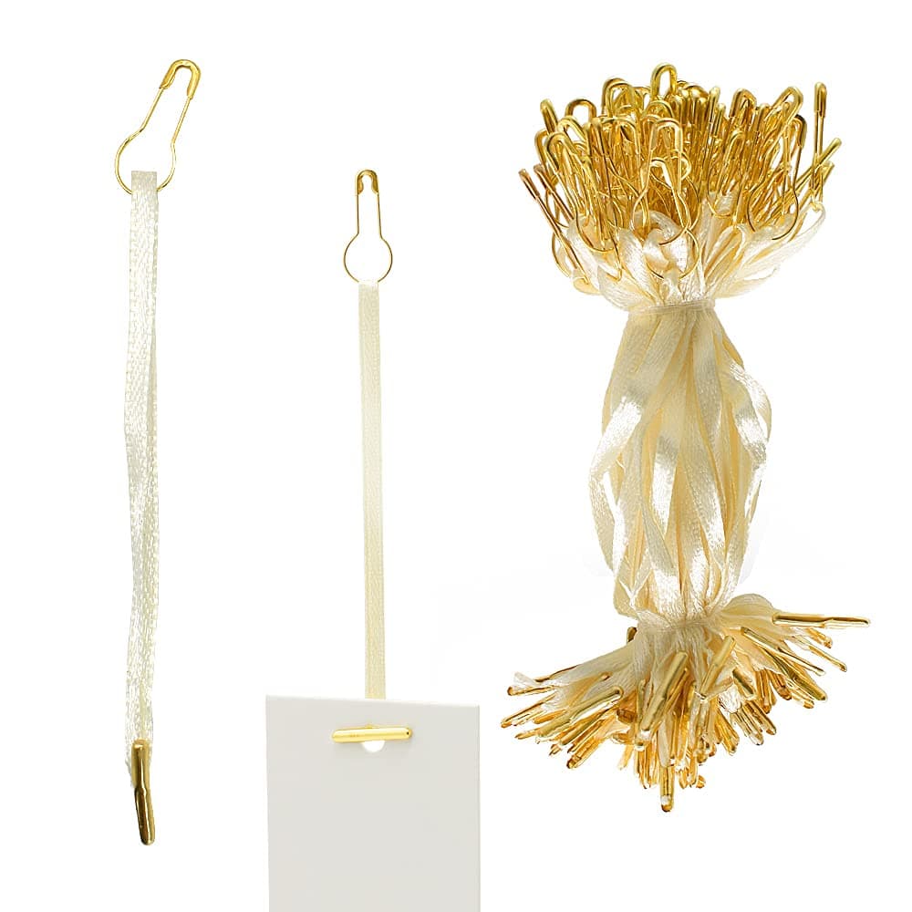 4.5" 500Pcs Hang Tag Fasteners Silks and Satin Strings Safety Pin and Barb Easy and Fast to Attach