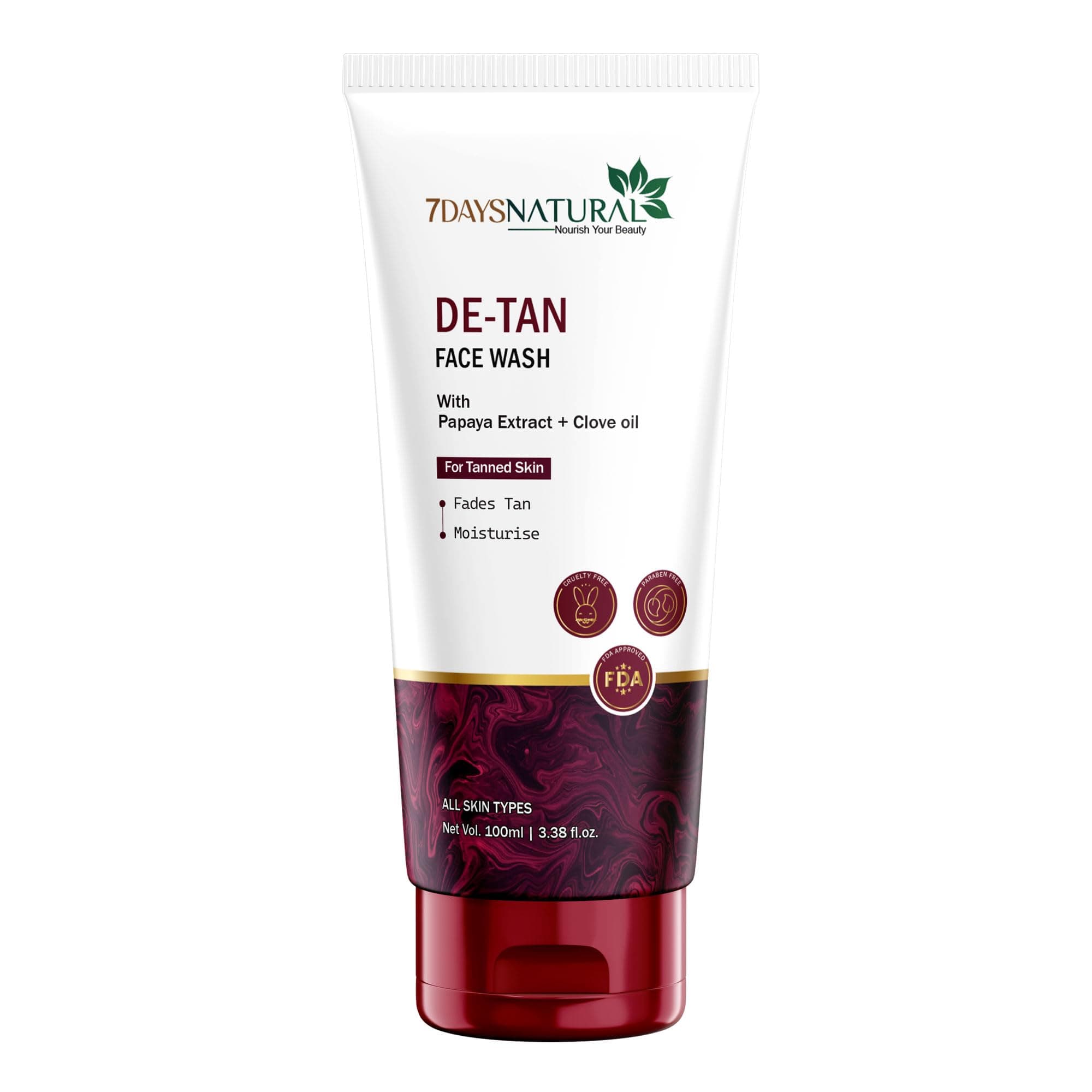 7DAYSNATURAL D-Tan Face Wash | Coffee, Aloe Vera & Vitamin E for Deep Cleansing & Tan Removal | SLS & Paraben Free | For Men & Women | 100ml