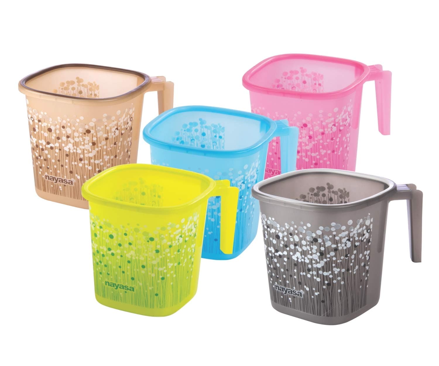Nayasa Plastic Funk Square Mug, Blue, 2Pcs Set.
