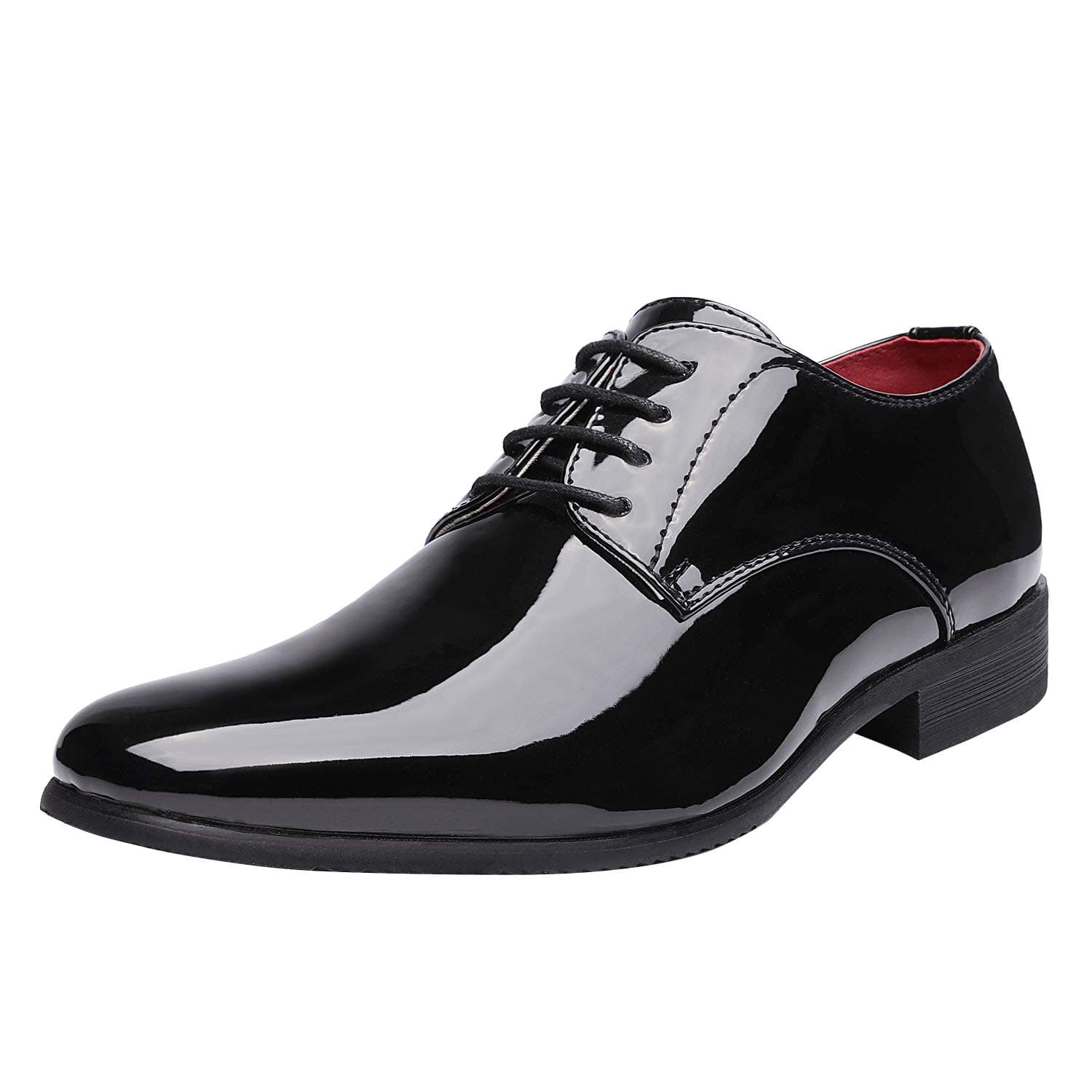 Bruno Marc Men's Faux Patent Leather Tuxedo Dress Oxford, Black, 7
