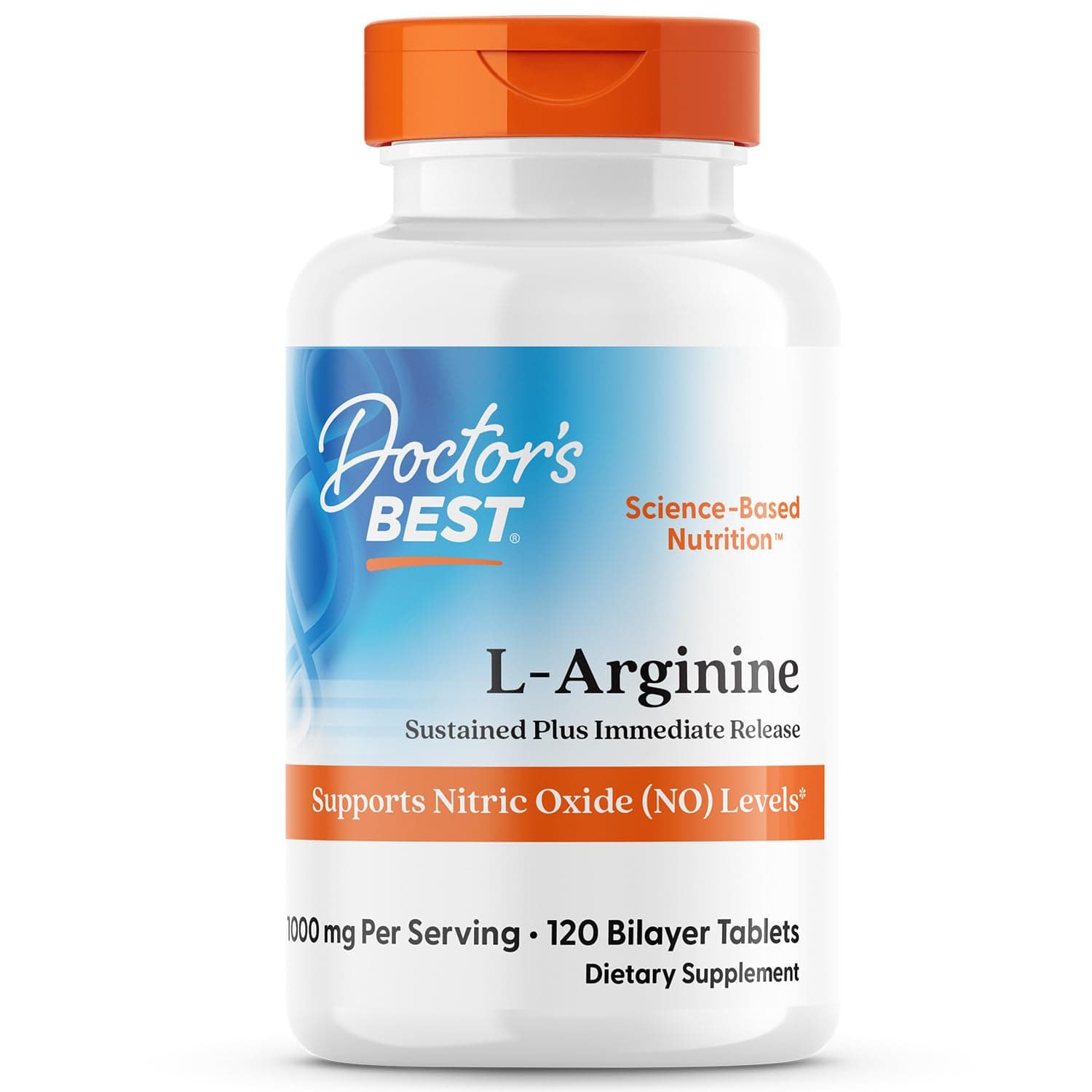 Doctor's Best Sustained Plus Immediate Release L-Arginine 500mg, 120 Bilayer Tablets