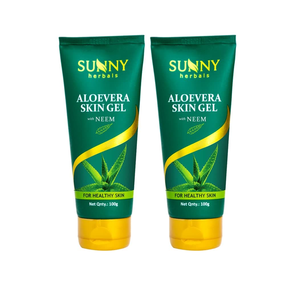 Sunny Herbals Aloevera Skin Moisturizing Gel With Neem | Soothes Sun Burns, Provides Radiant, Glowing Look, Fights Dry, Flaky or Patchy Skin | 100 gm (Pack of 2)