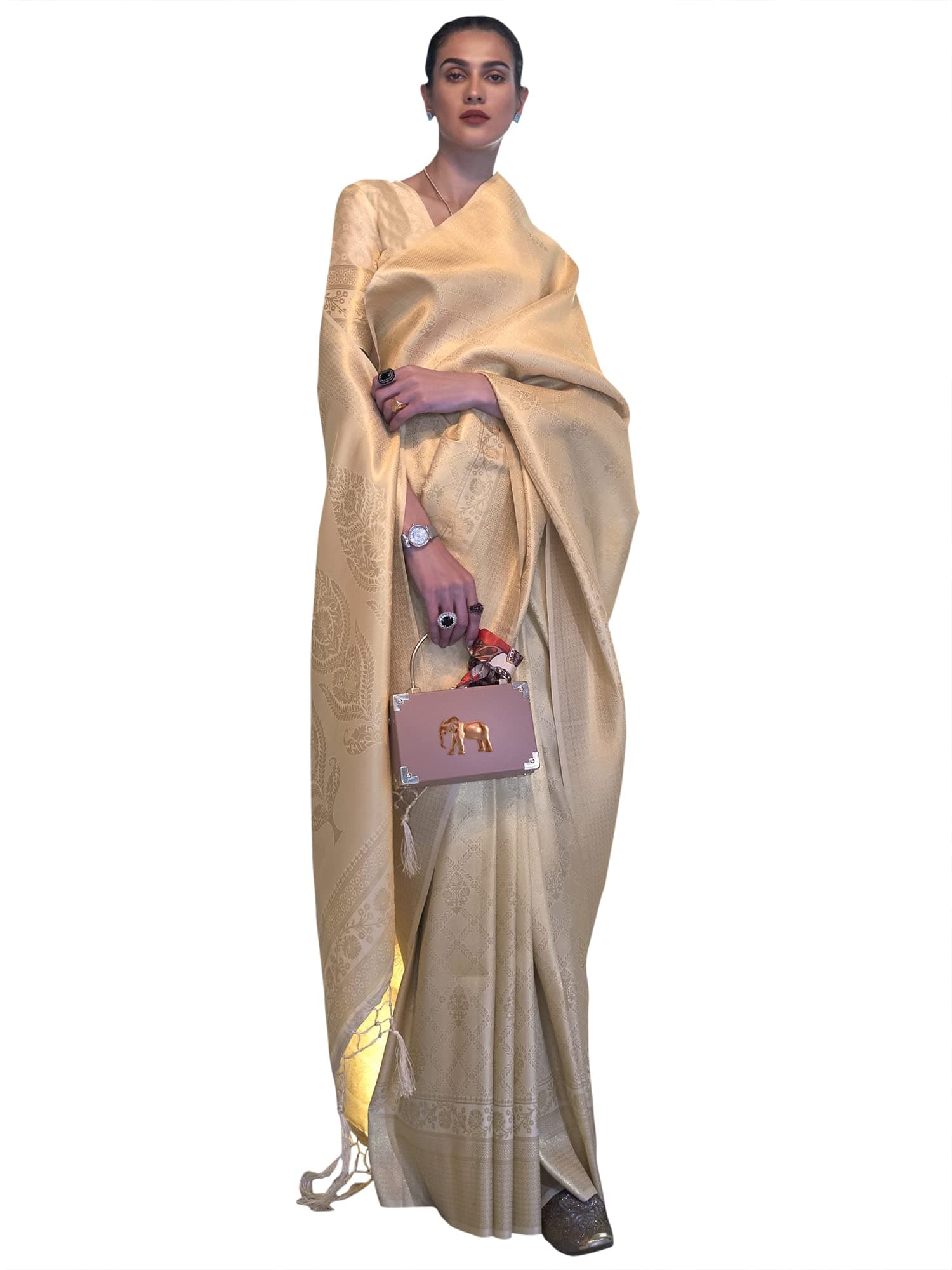AKHILAM Women's Silk Blend Woven Design Saree With Unstitched Blouse Piece (KMBHP236001_RJ_Parent)