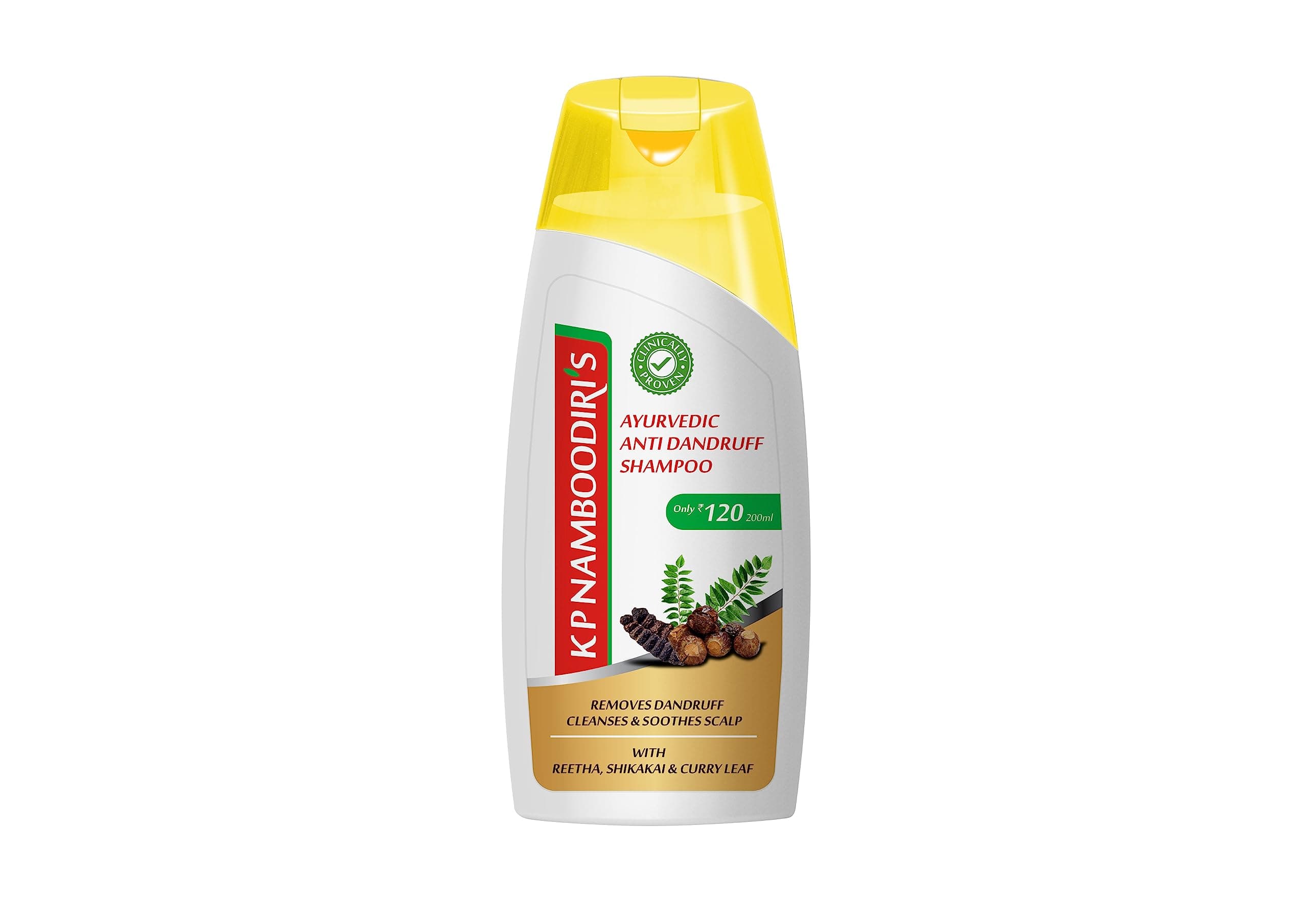 K.P. NAMBOODIRI S Ayurvedic Anti Dandruff Shampoo With Reetha, Shikakai & Curry Leaf - 200Ml X 2(Pack Of 2)
