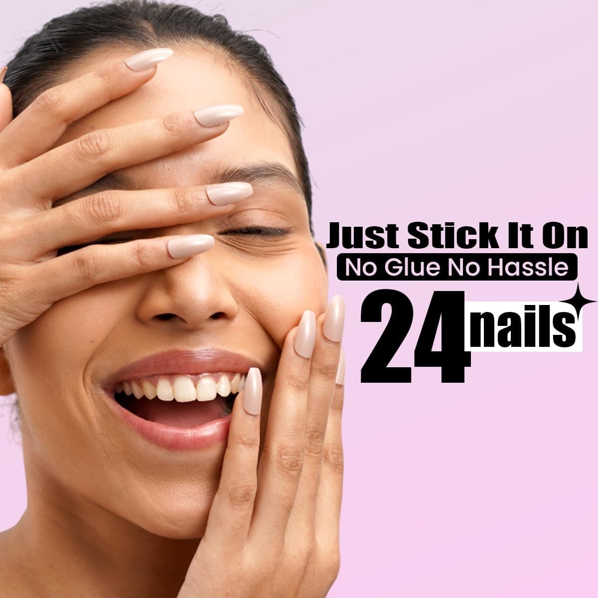 Sanfe Instant Stick On Nails - Classic Coffee | 24 Reusable Artificial Fake Nail Set/Extensions | Quick, Lightweight, Salon Look, Lasts upto 3 weeks | For Festivals & Special Occasions