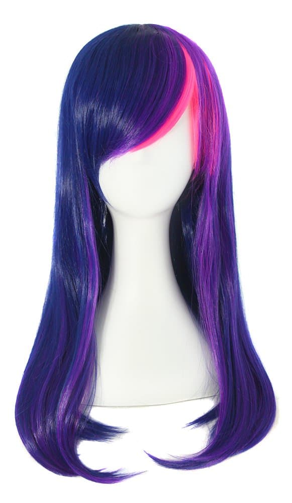 MapofBeauty 55cm Multi-Color Long Straight Cosplay Wig (Purple/ Pink)