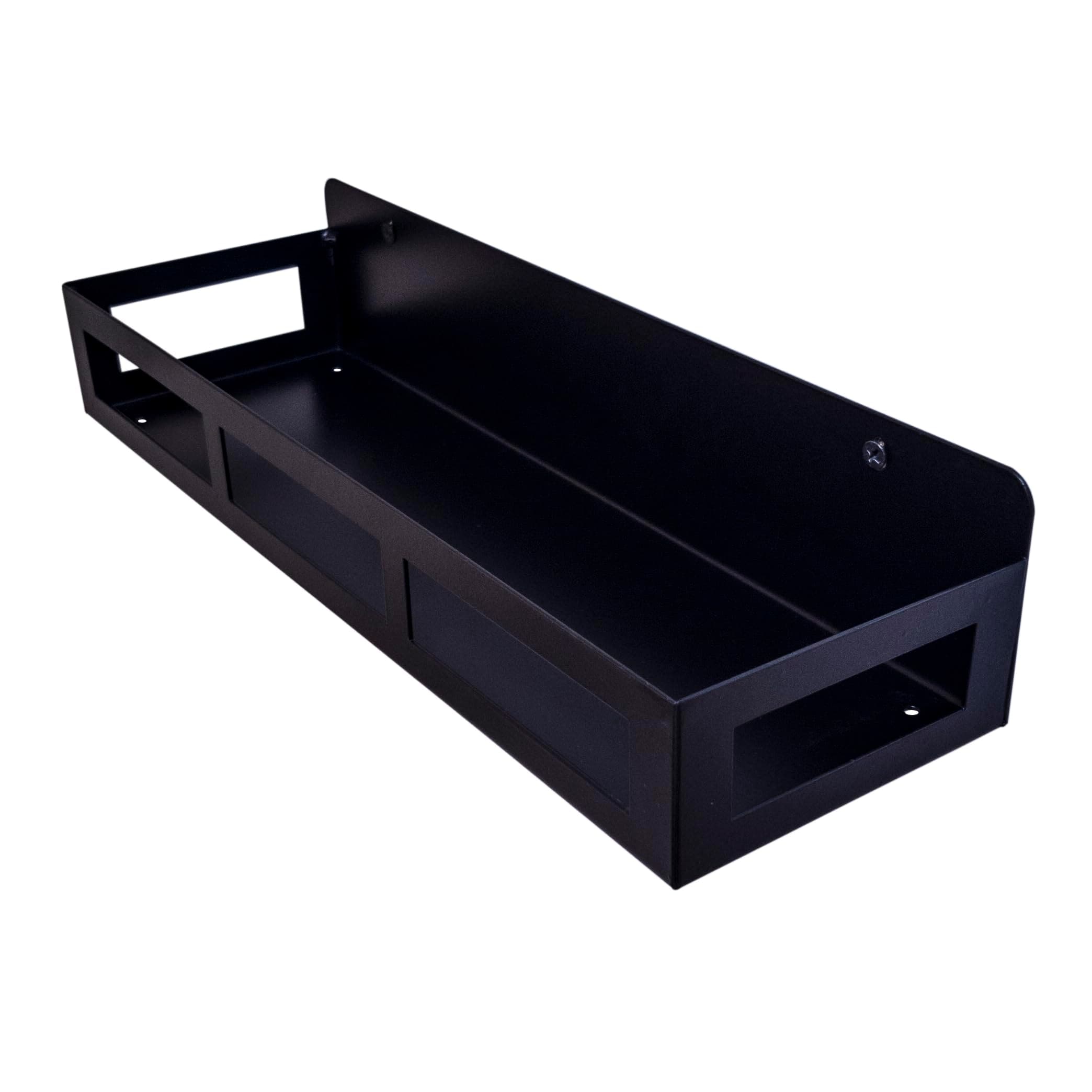 D&V Engineering Sturdy Metal Wall Mounted Kitchen/Bathroom Shelf Organizer Storage Holder Rack, Black, Set of 1