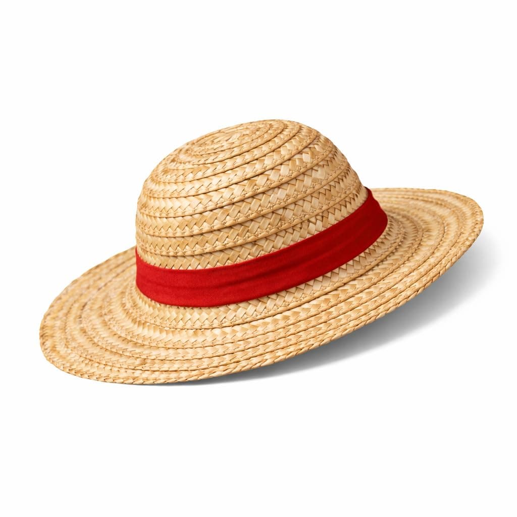 Ruvido Caso Straw Hat Replica | Iconic Straw Hat with Red Band | Anime Cosplay Accessory & Fan Collectible