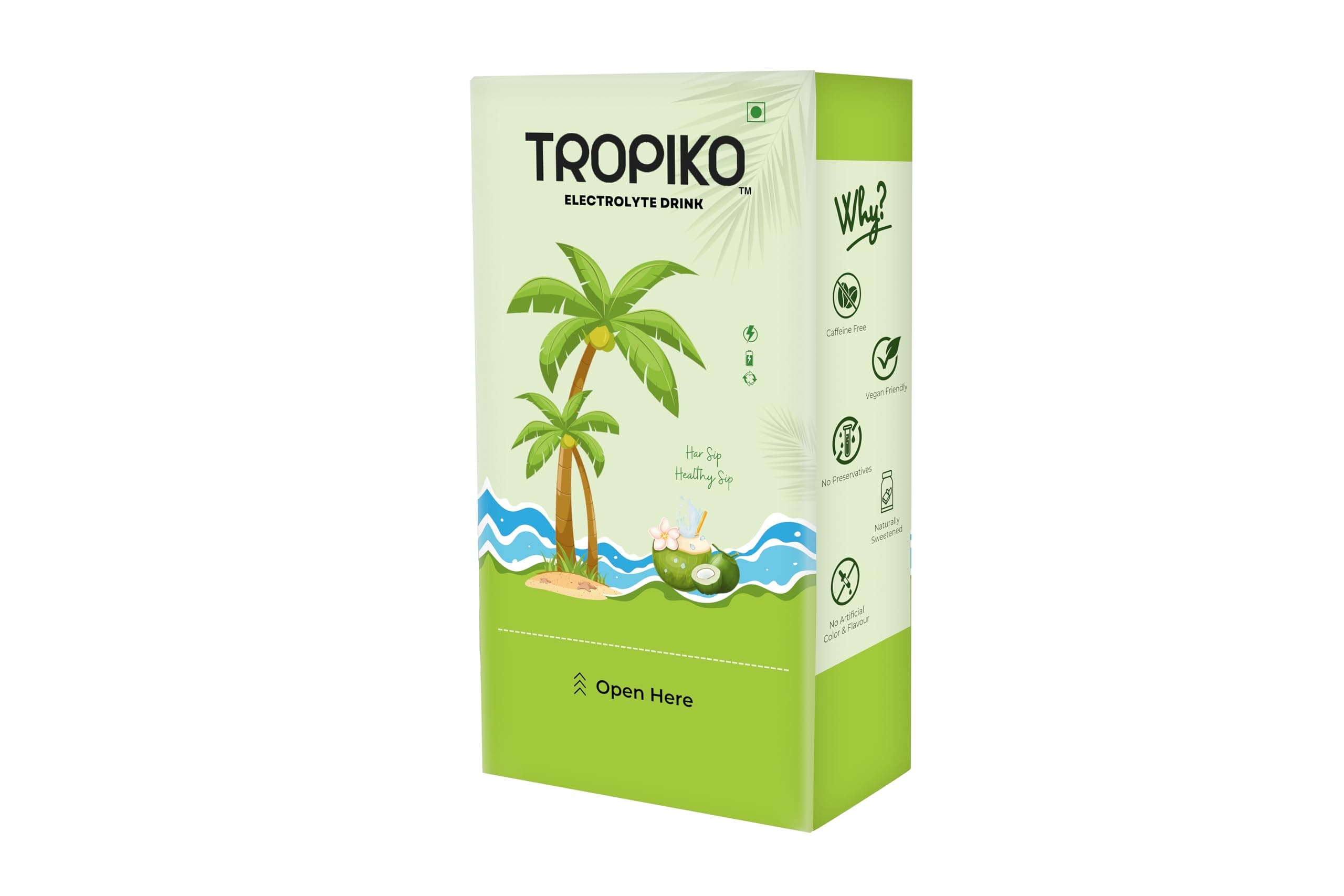 Tropiko | Electrolyte Powder | Sodium, Potassium, Magnesium, Minerals & Calcium | Vegan Friendly, No Preservatives (20 Servings)
