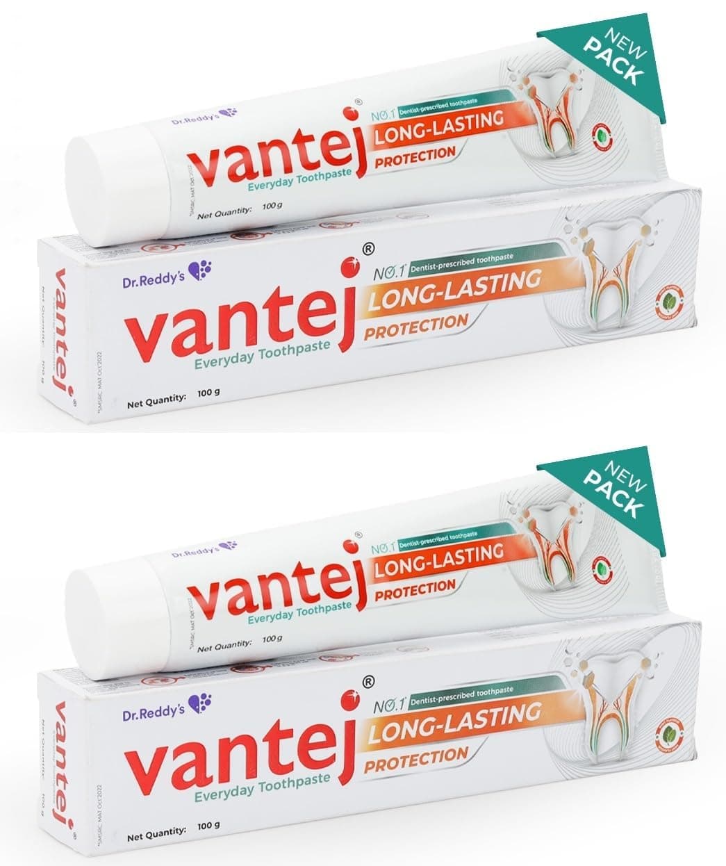 Vantej Dr Reddy's Tooth Sensitivity Toothpaste| Perfect for Sensitive Teeth| Fast Acting Pain Relief| Enamel Protection| Long-Term Sensitivity Healing| 100g (Pack of 2)