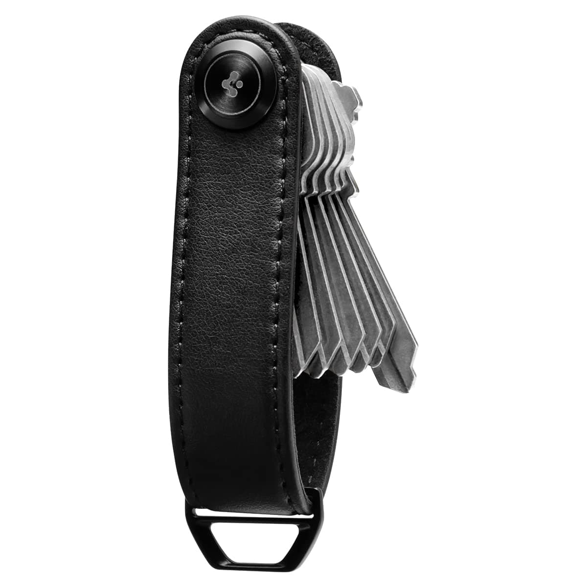Spigen Valentinus Keychain, Premium Vegan Leather [Light & Compact] [Pocket Sized] For Unisex - Black