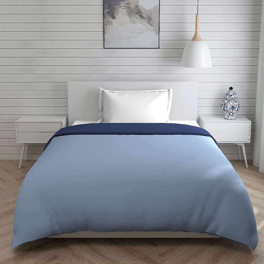 Layers Savona Microfiber Comforter - All Season Comforter for Home, Hotel & More - Lightweight, Reversible, Breathable, Machine Washable & Easy to Maintain - 120 GSM - Single Size (Blue Pattern)