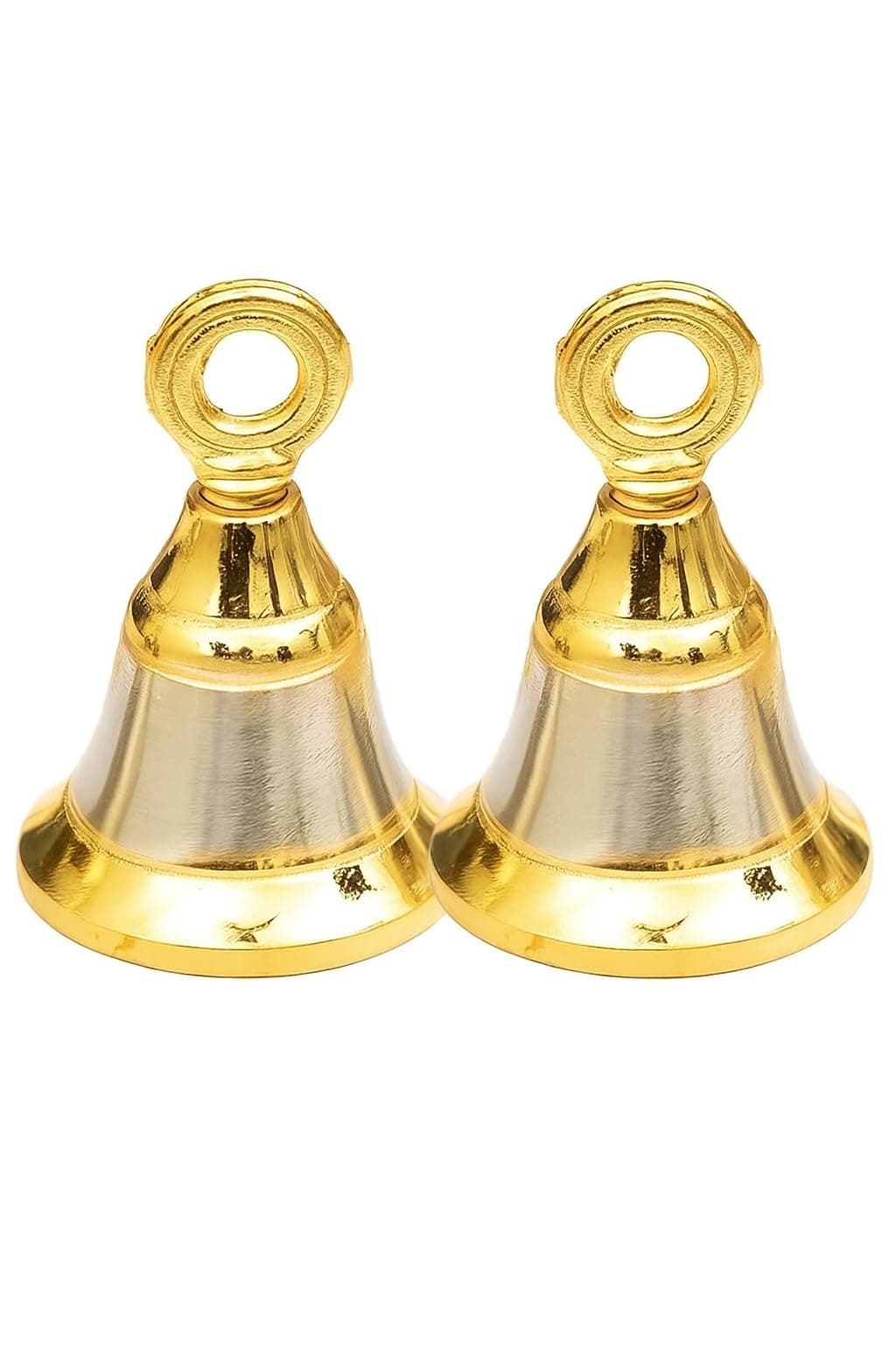 PITARA HOMES Brass Hanging Temple Bell 24g | Traditional Pital Mandir Ghanti for Pooja, Gau MATA Aarti & Festivals | Indian Puja Cow Bell – Pack of 2