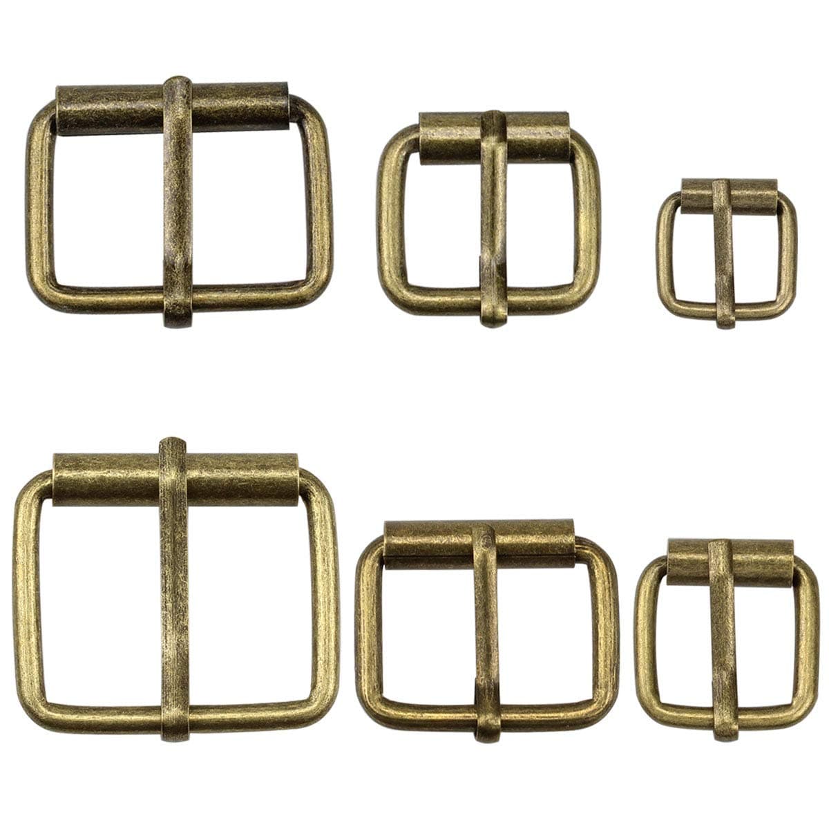 Hysagtek Brass Buckles 60 Pcs Roller Buckles Belts Hardware Pin Buckle for Bags Leather Belt Strap Hand DIY Accessories, 6 Size - 1.3'', 1.18", 1", 0.79", 0.67", 0.51" Bronze Metal