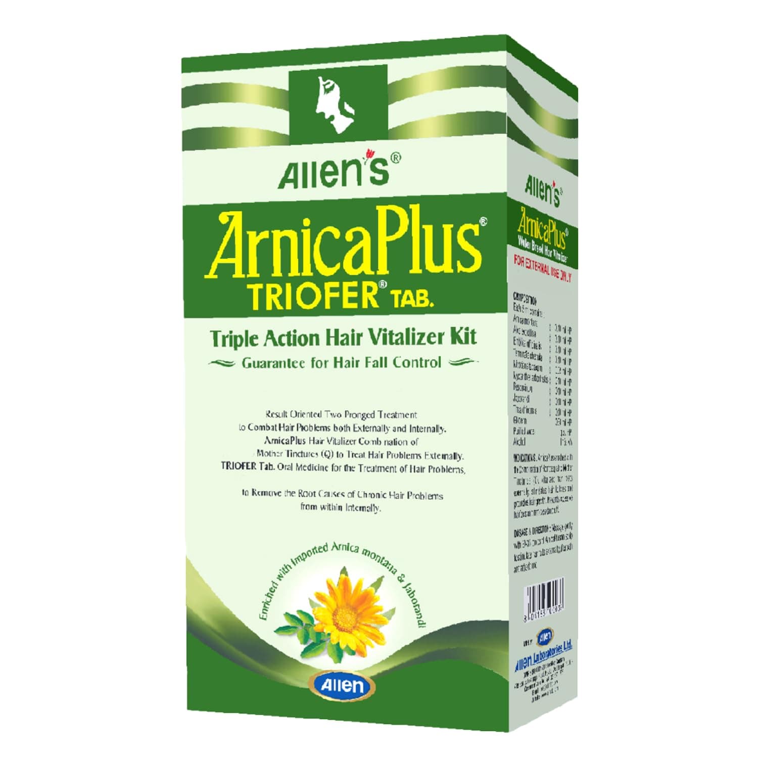 shop homeo ARNICA PLUS (HAIR VITALIZER 100 ML+ TRIOFER 50 TAB 100 ML ALLENKOL