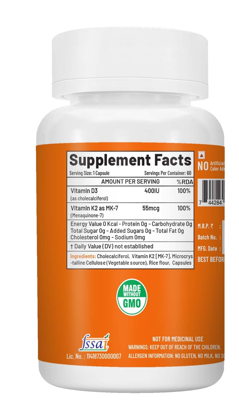 NutriJa Vitamin D3 + K2 as MK7 Supplement | Plant Based Natural Vitamin D3 Supplement Sourced from Lichen - Stronger Immunity, Supports Bones, Joints & Heart Health
