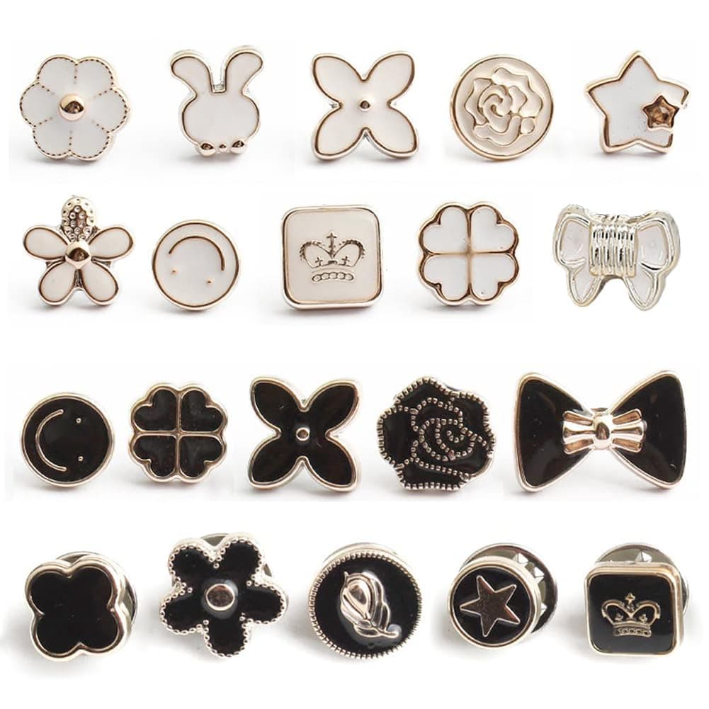 HEAVY DRIVER 20PCS Brooch Pins for Women, Instant Jean Fasteners, Shirt Safety Accessories, Pearl Enamel Brooch Set, Modesty Clips for Dresses, Coats & DIY Clothing