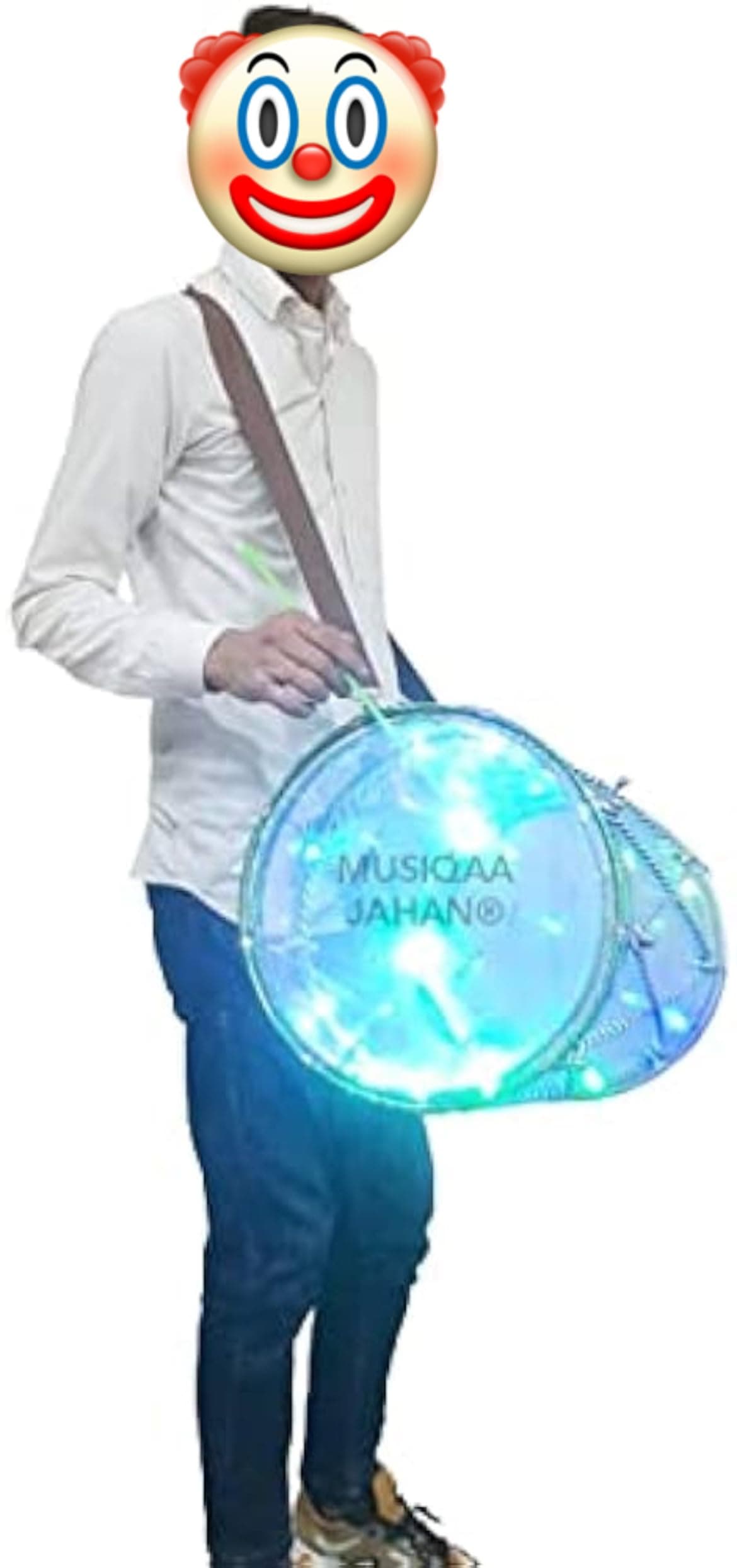 MUSIQAA JAHAN® Spl. Fiber Transparent Bhangra Dhol 13.2 with Disco light Includes All Accessories White