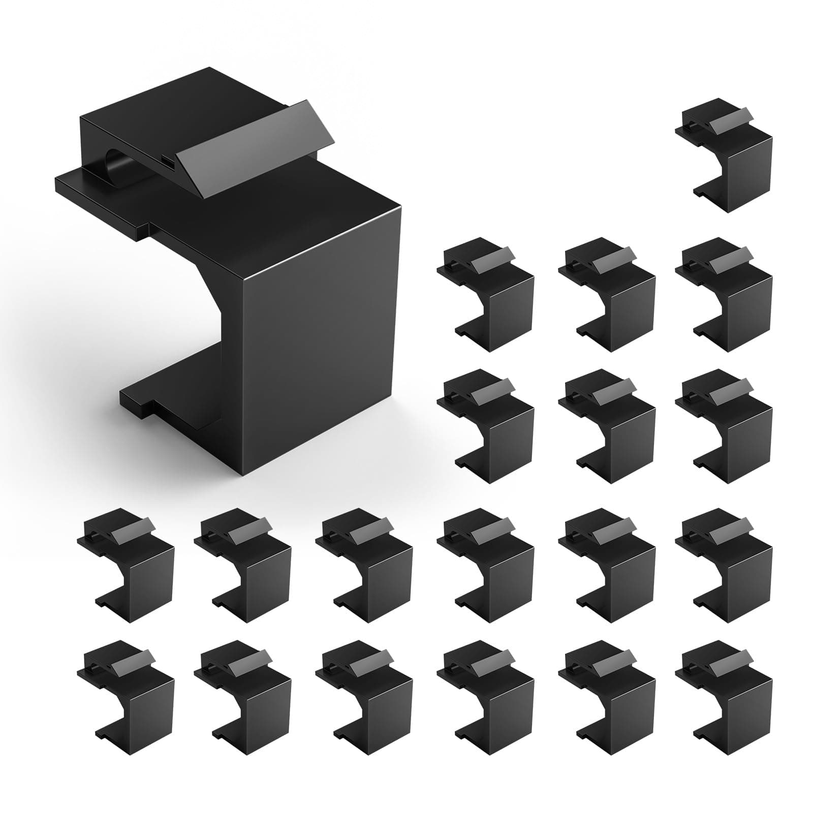 VCE 20-Pack Blank Keystone Jack Inserts for Wallplate- Black